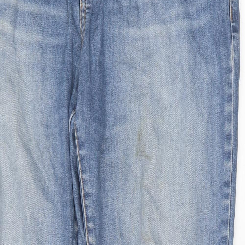 New Look Womens Blue Cotton Straight Jeans Size 12 Slim Zip