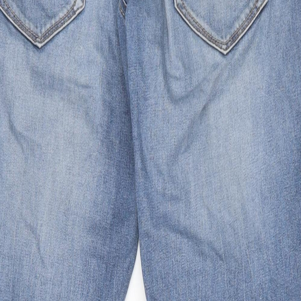 New Look Womens Blue Cotton Straight Jeans Size 12 Slim Zip