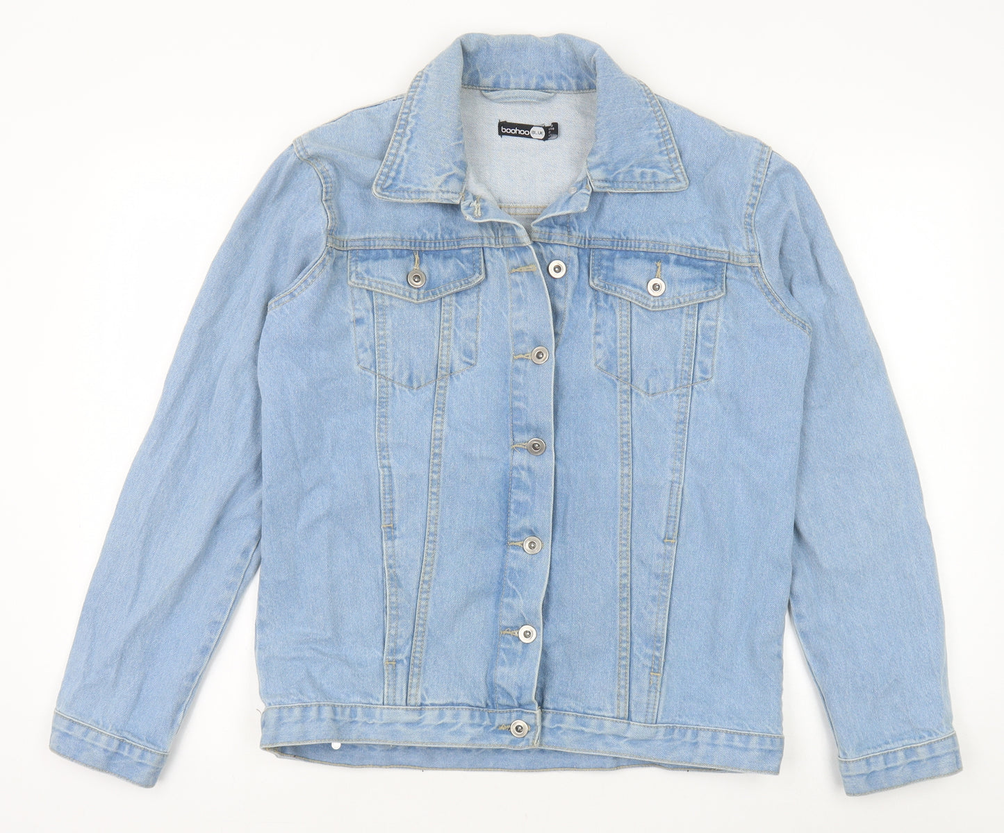 Boohoo Womens Blue Jacket Size 12 Button