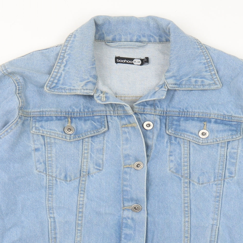 Boohoo Womens Blue Jacket Size 12 Button