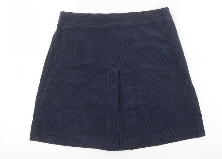 Heritage Womens Blue Cotton A-Line Skirt Size 10 Zip