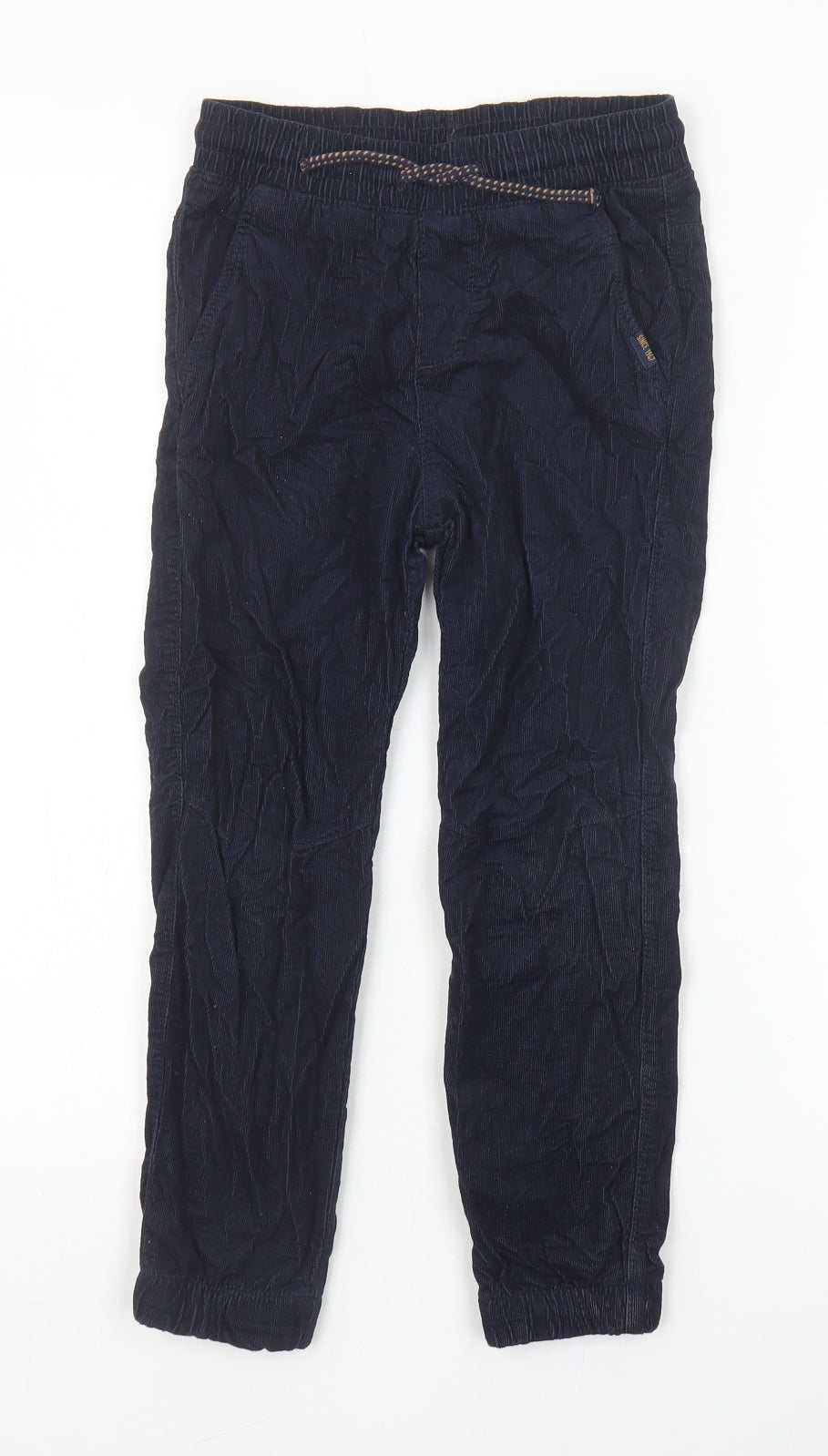 H&M Boys Blue 100% Cotton Dress Pants Trousers Size 6-7 Years Regular Drawstring