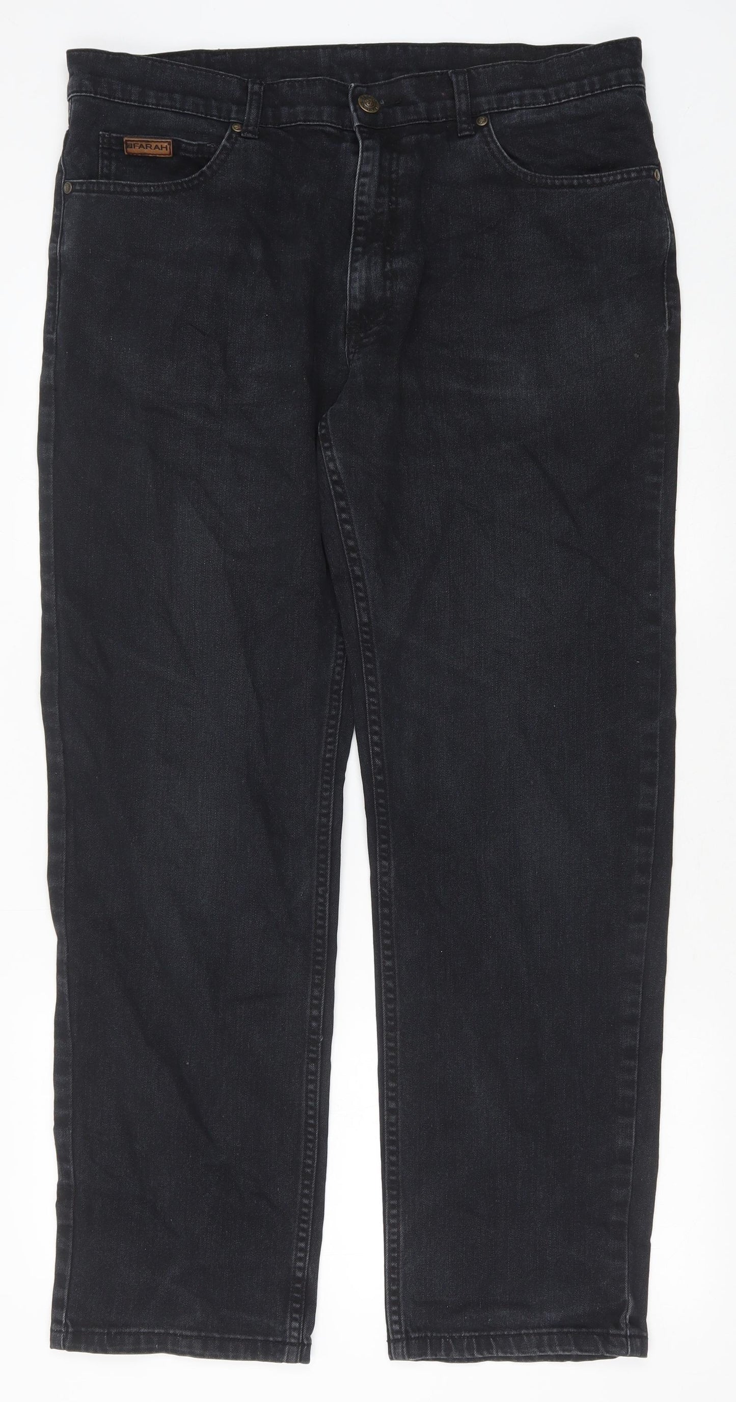 Farah Mens Black Cotton Straight Jeans Size 38 in Regular Zip