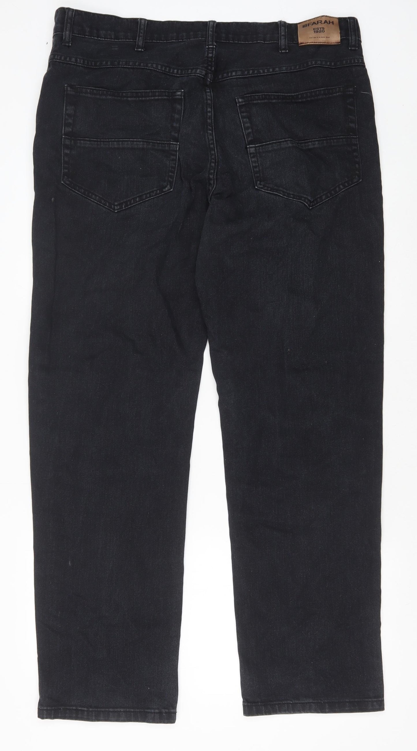 Farah Mens Black Cotton Straight Jeans Size 38 in Regular Zip