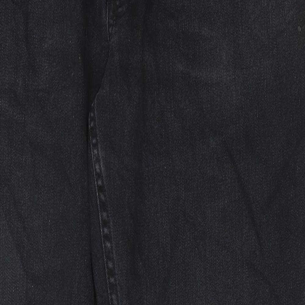 Farah Mens Black Cotton Straight Jeans Size 38 in Regular Zip