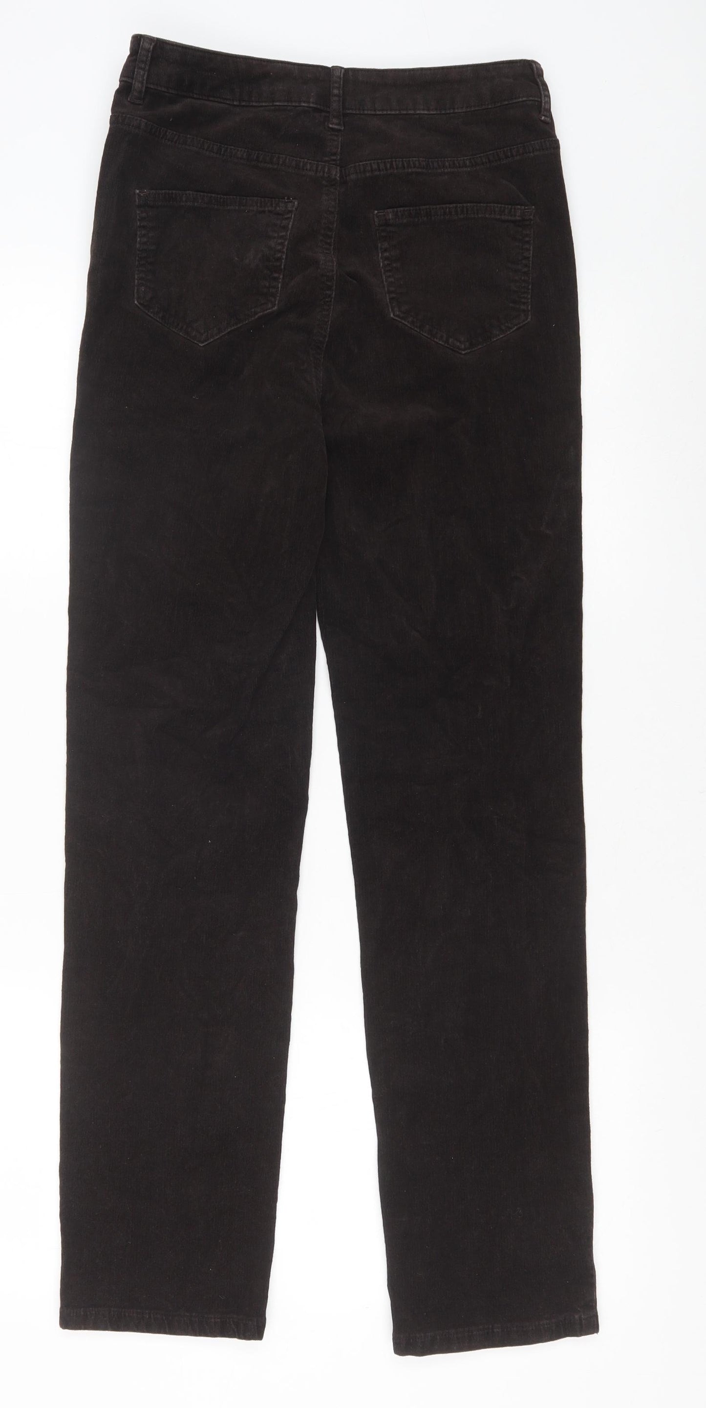 Marks and Spencer Womens Brown Cotton Trousers Size 10 Regular Zip
