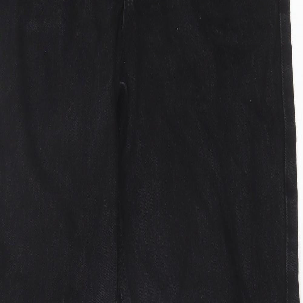 Zara Womens Black Cotton Wide-Leg Jeans Size 8 Regular Zip