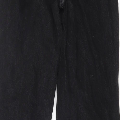 Zara Womens Black Cotton Wide-Leg Jeans Size 8 Regular Zip