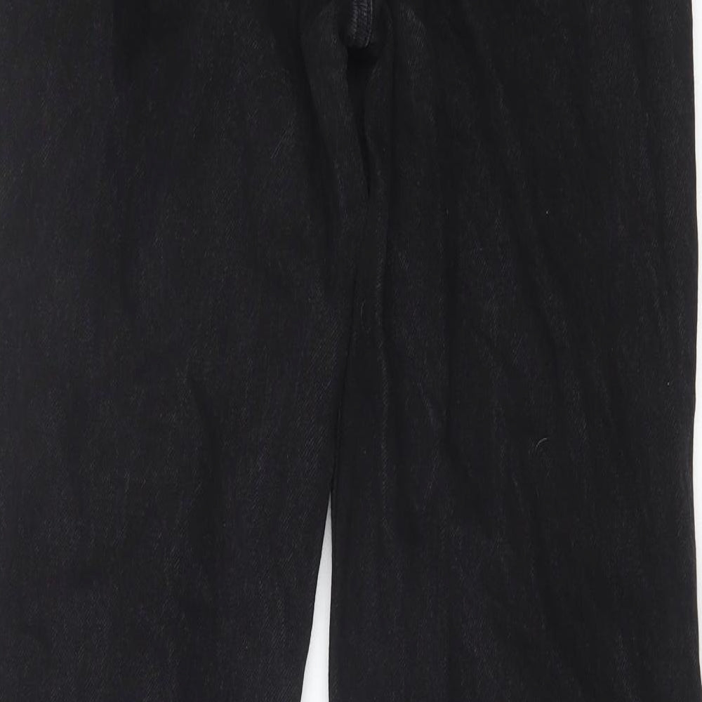 Zara Womens Black Cotton Wide-Leg Jeans Size 8 Regular Zip