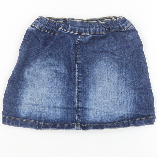 Denim 365 Girls Blue Cotton Mini Skirt Size 3-4 Years Regular Button