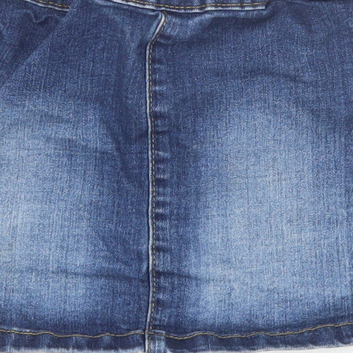 Denim 365 Girls Blue Cotton Mini Skirt Size 3-4 Years Regular Button