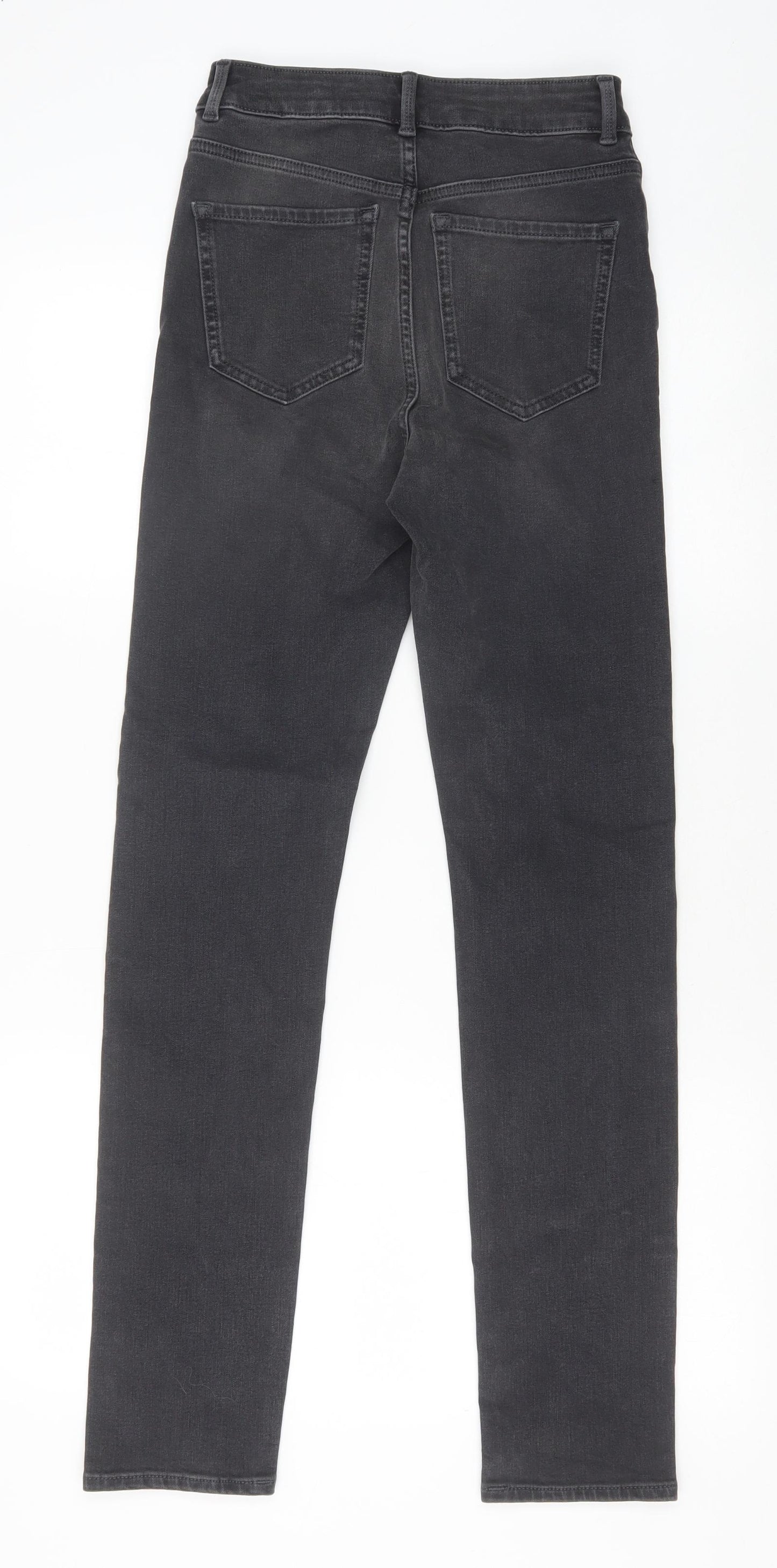 Marks and Spencer Womens Grey Cotton Skinny Jeans Size 6 Slim Zip