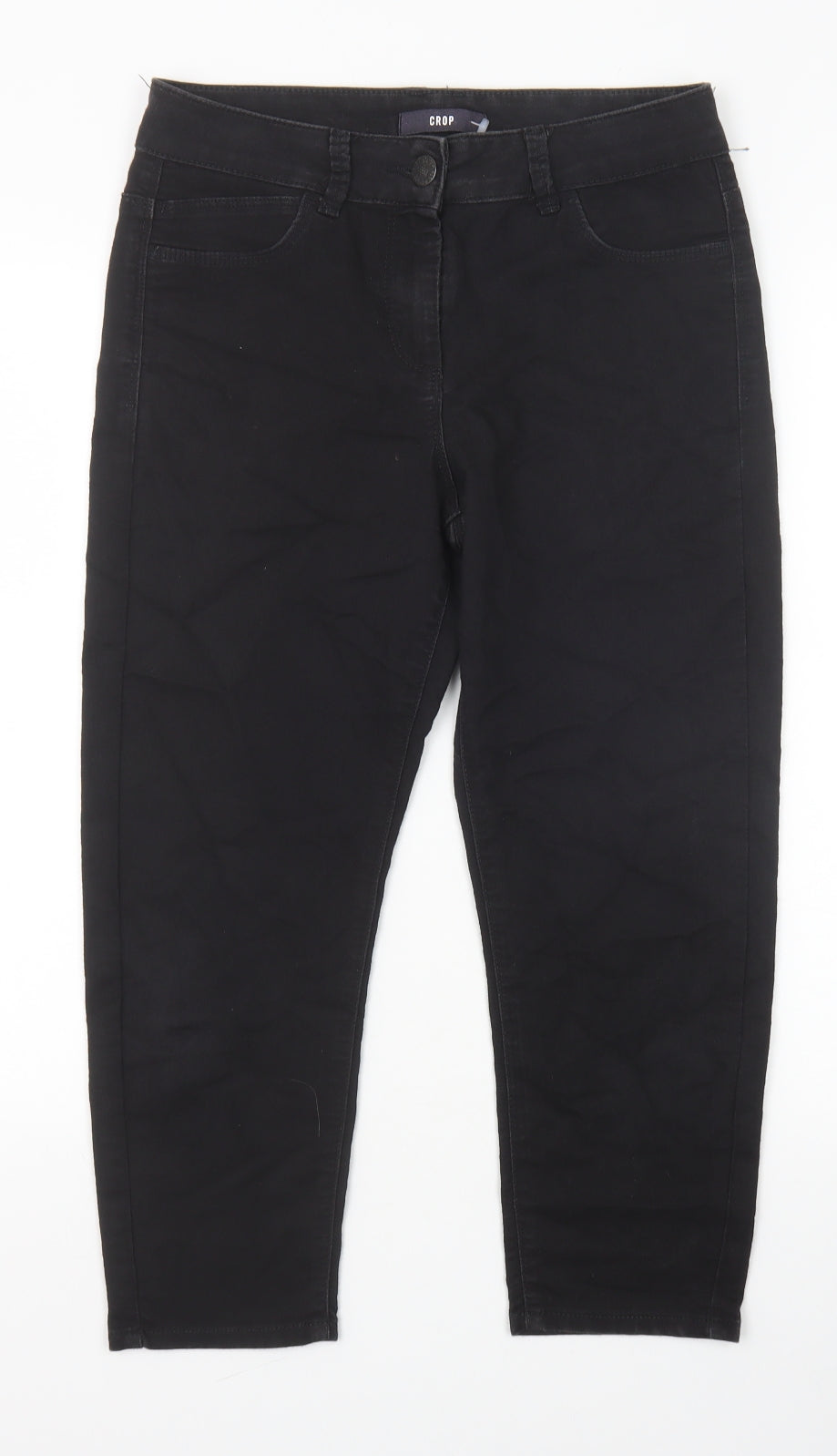 Marks and Spencer Womens Blue Cotton Cropped Jeans Size 10 Regular Zip