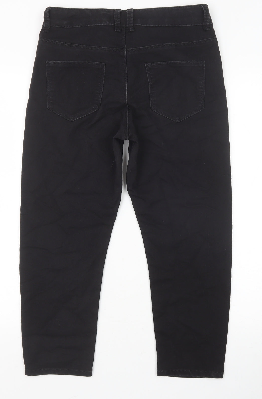 Marks and Spencer Womens Blue Cotton Cropped Jeans Size 10 Regular Zip