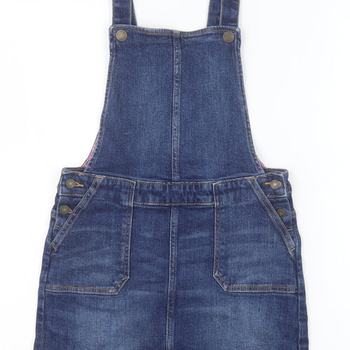 Gap Girls Blue Cotton Pinafore/Dungaree Dress Size 10-11 Years Square Neck Button