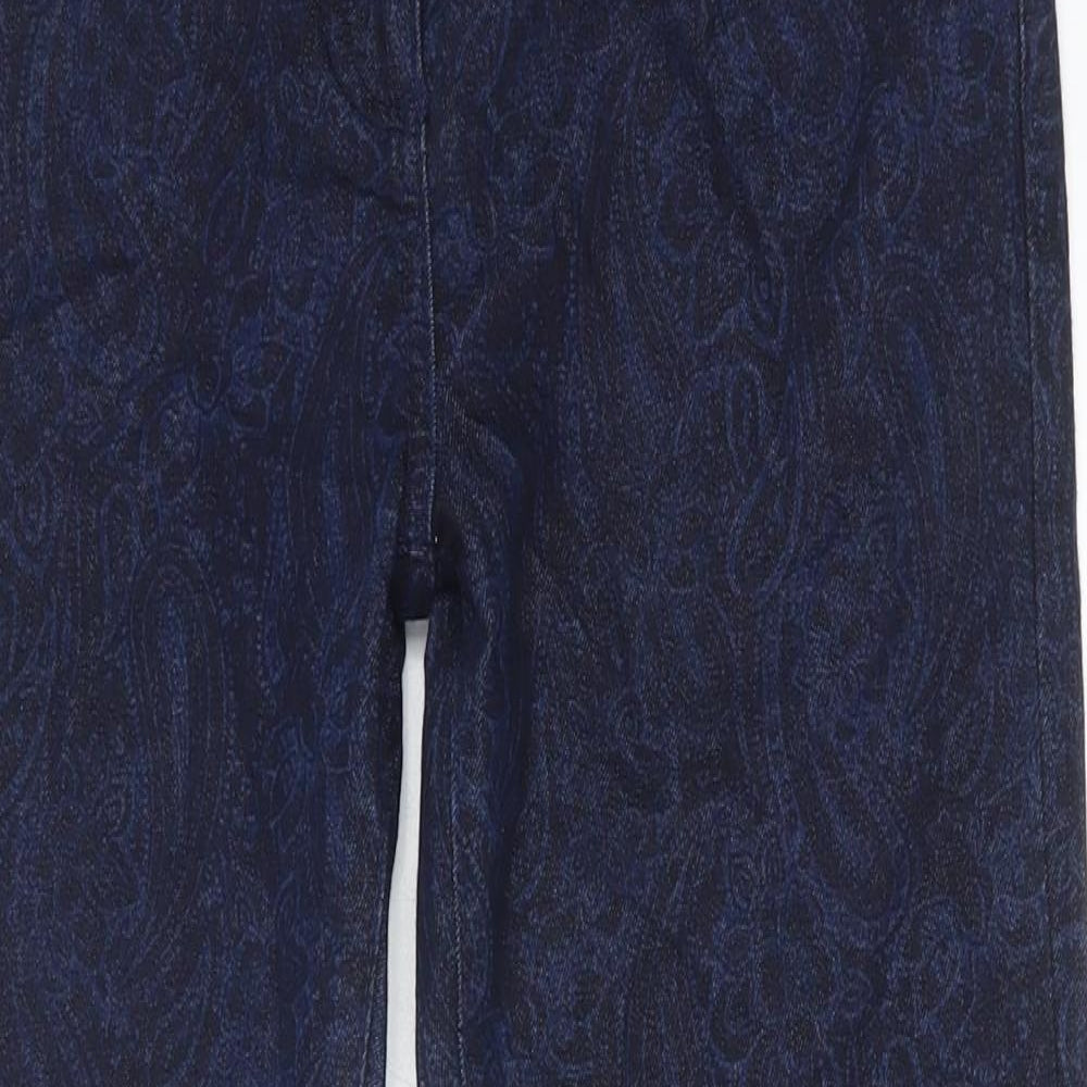 M&Co Womens Blue Floral Cotton Skinny Jeans Size 10 Regular Zip