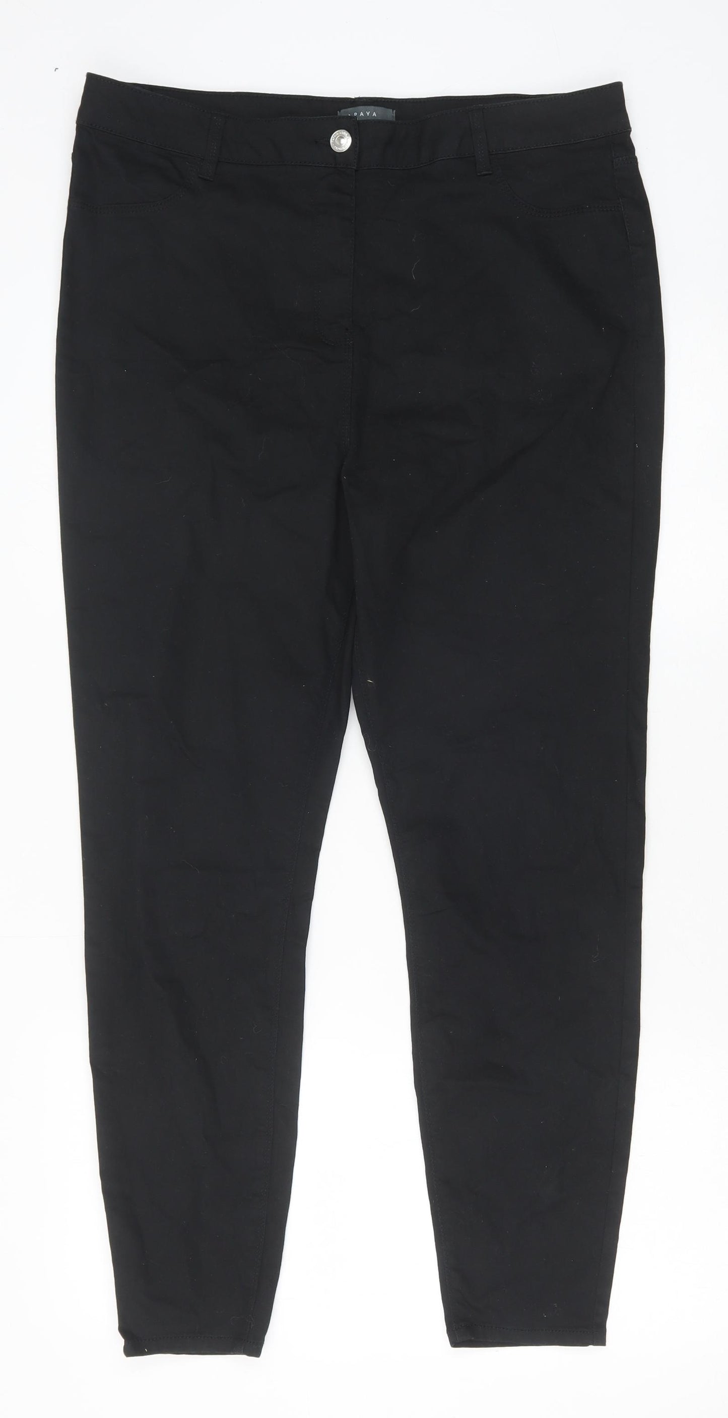 Papaya Womens Black Cotton Skinny Jeans Size 16 Regular Zip