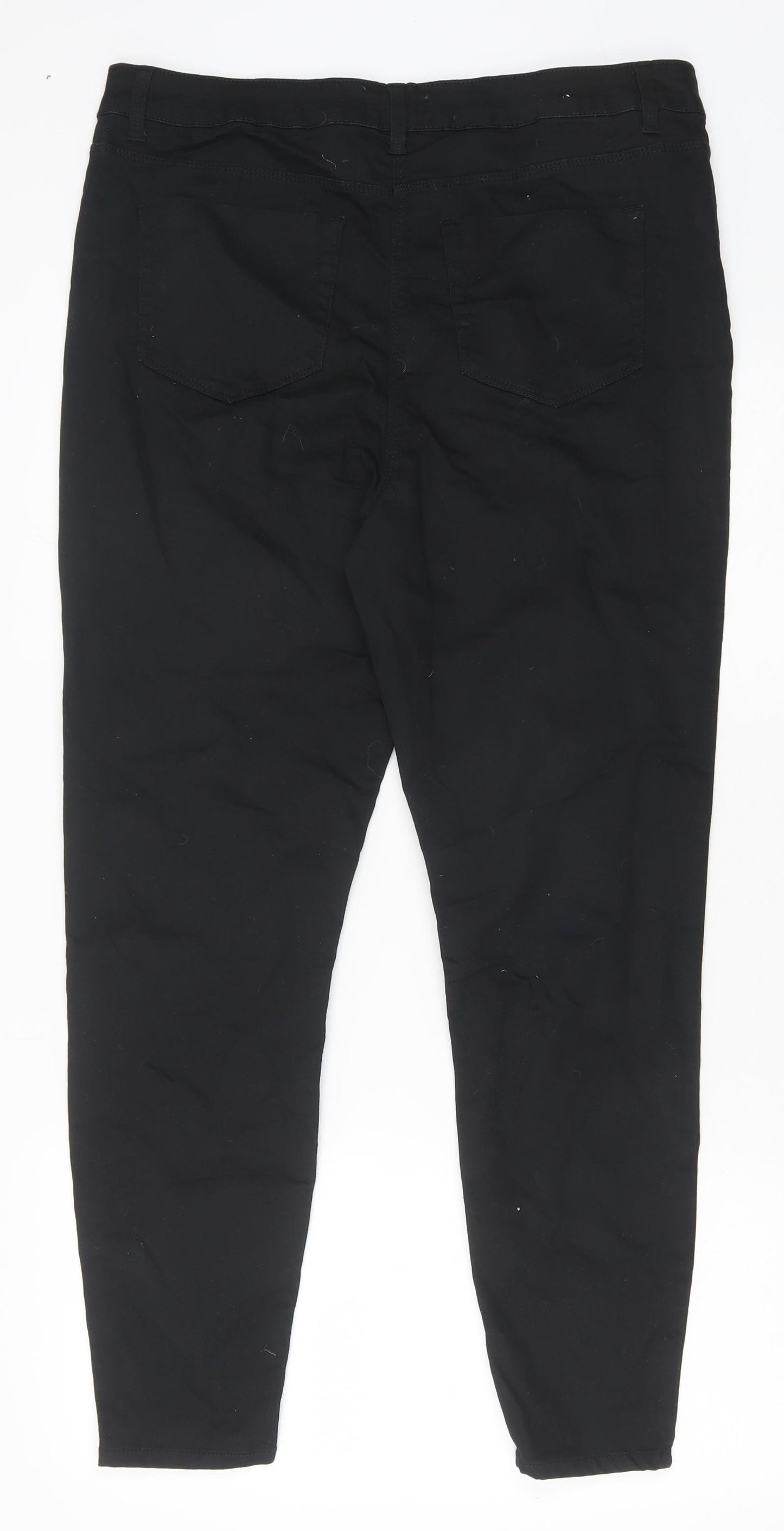 Papaya Womens Black Cotton Skinny Jeans Size 16 Regular Zip