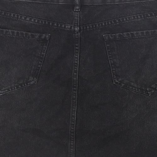 F&F Womens Black Cotton A-Line Skirt Size 16 Zip