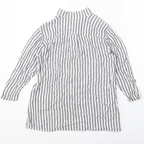 Ivy Bank Womens White Striped Polyester Basic Button-Up Size S Collared