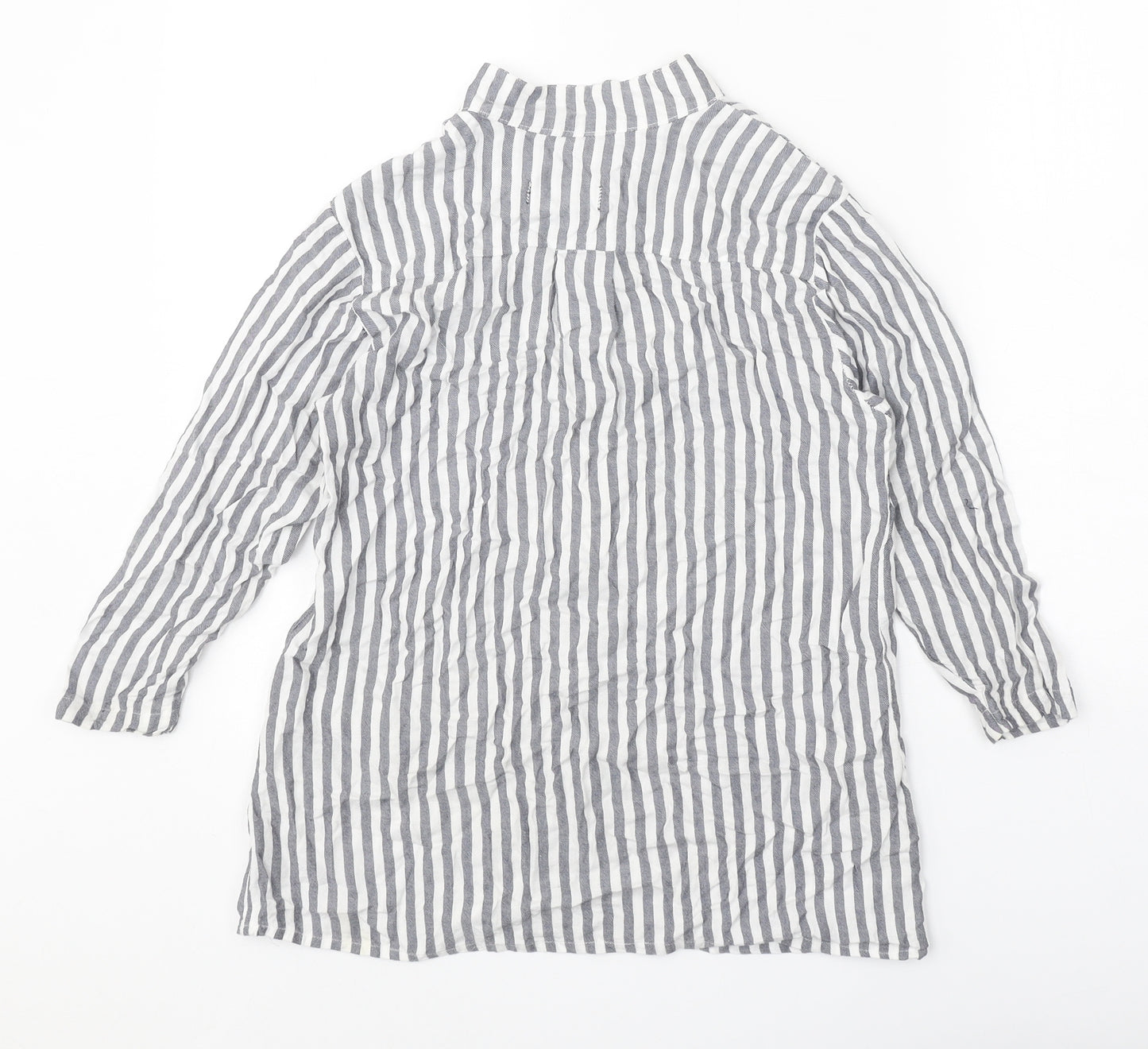 Ivy Bank Womens White Striped Polyester Basic Button-Up Size S Collared