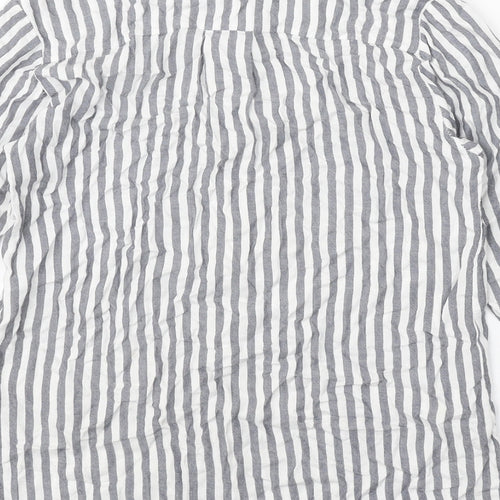 Ivy Bank Womens White Striped Polyester Basic Button-Up Size S Collared
