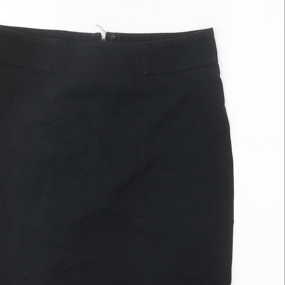 Gap Womens Black Cotton Straight & Pencil Skirt Size 10 Zip