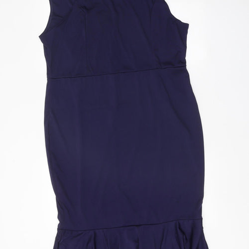 Preworn Womens Blue Polyester A-Line One Size Round Neck Zip