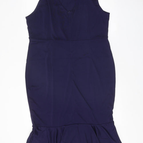 Preworn Womens Blue Polyester A-Line One Size Round Neck Zip