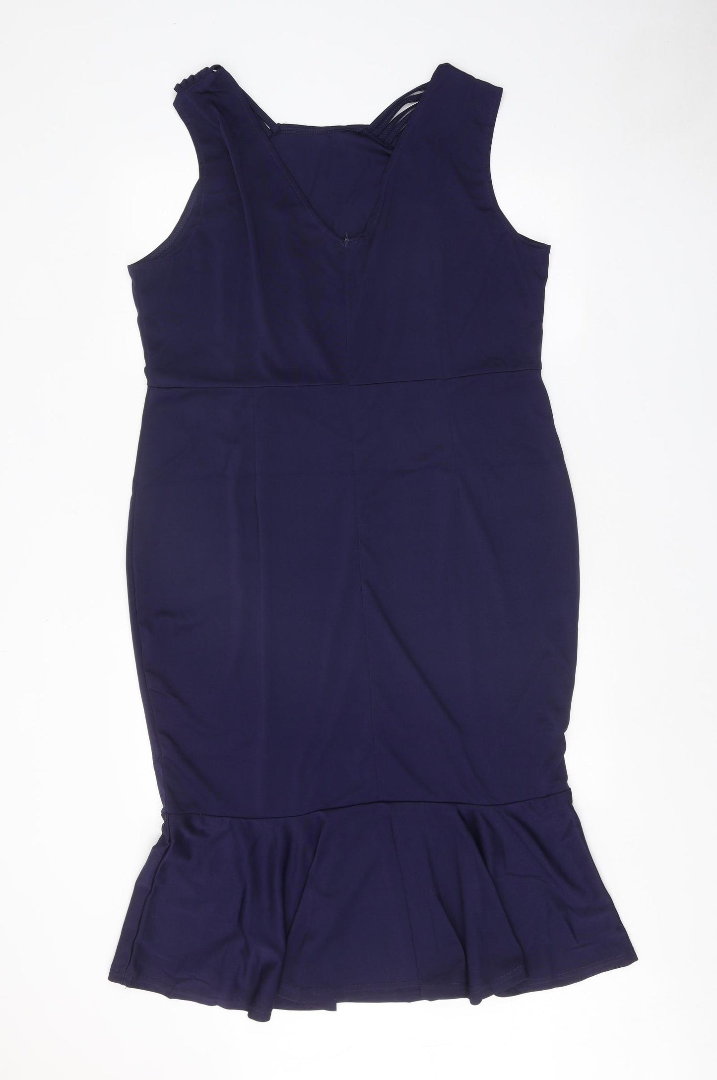 Preworn Womens Blue Polyester A-Line One Size Round Neck Zip