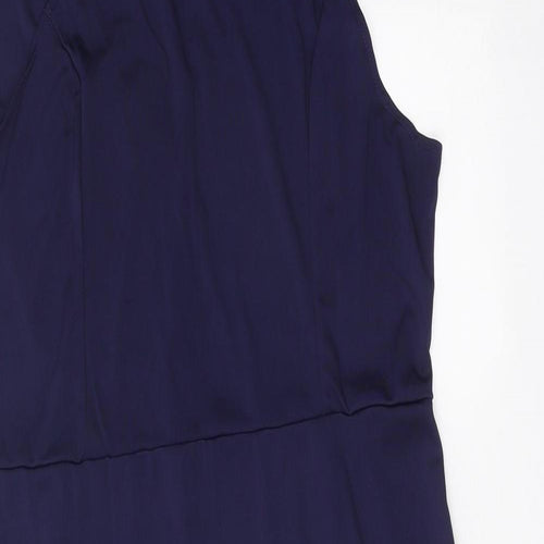 Preworn Womens Blue Polyester A-Line One Size Round Neck Zip