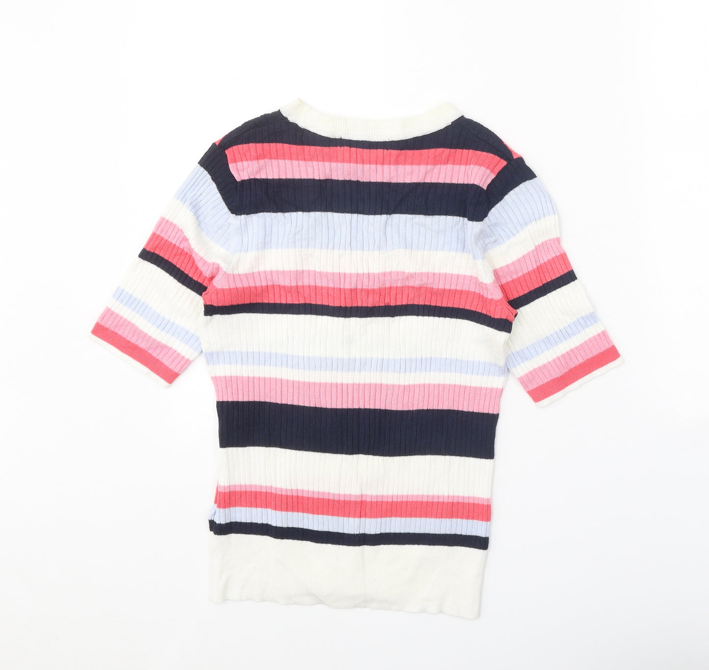 Marks and Spencer Womens Multicoloured Round Neck Striped Viscose Pullover Jumper Size 10