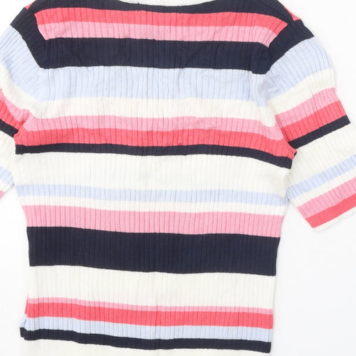 Marks and Spencer Womens Multicoloured Round Neck Striped Viscose Pullover Jumper Size 10