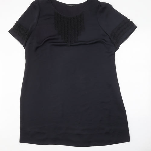 Autograph Womens Black Polyester A-Line One Size Round Neck Pullover