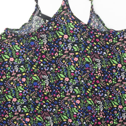 Divided Womens Black Geometric Viscose Basic Tank Size 8 Scoop Neck