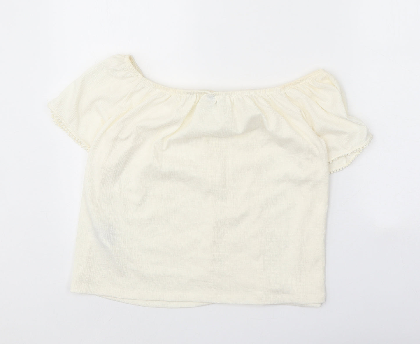 Divided Womens Ivory Polyester Basic Blouse Size M Off the Shoulder