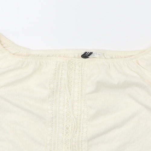 Divided Womens Ivory Polyester Basic Blouse Size M Off the Shoulder