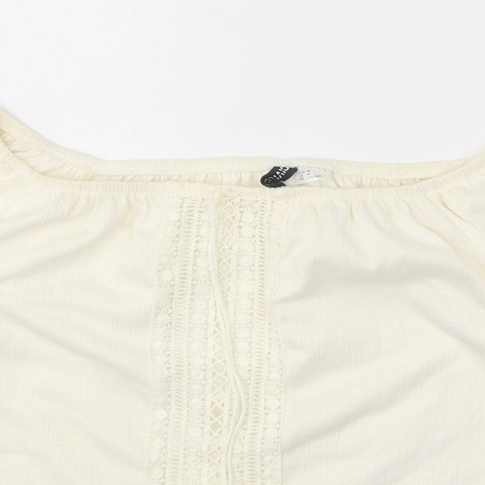 Divided Womens Ivory Polyester Basic Blouse Size M Off the Shoulder