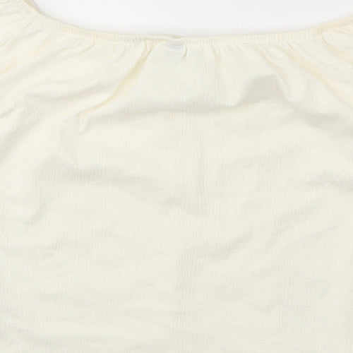 Divided Womens Ivory Polyester Basic Blouse Size M Off the Shoulder