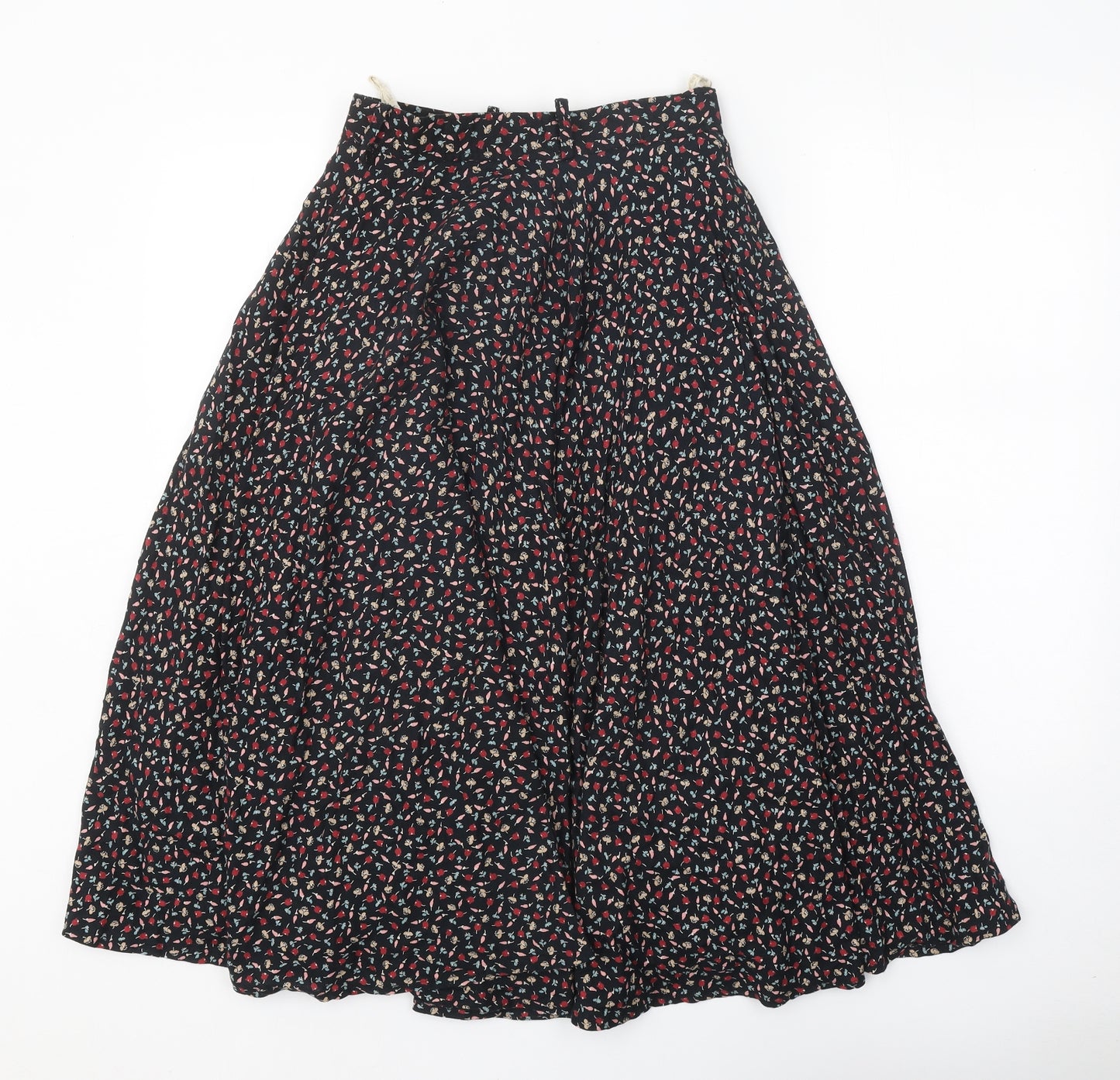 Cecile De Reve Womens Black Floral Cotton Peasant Skirt Size 10 Zip