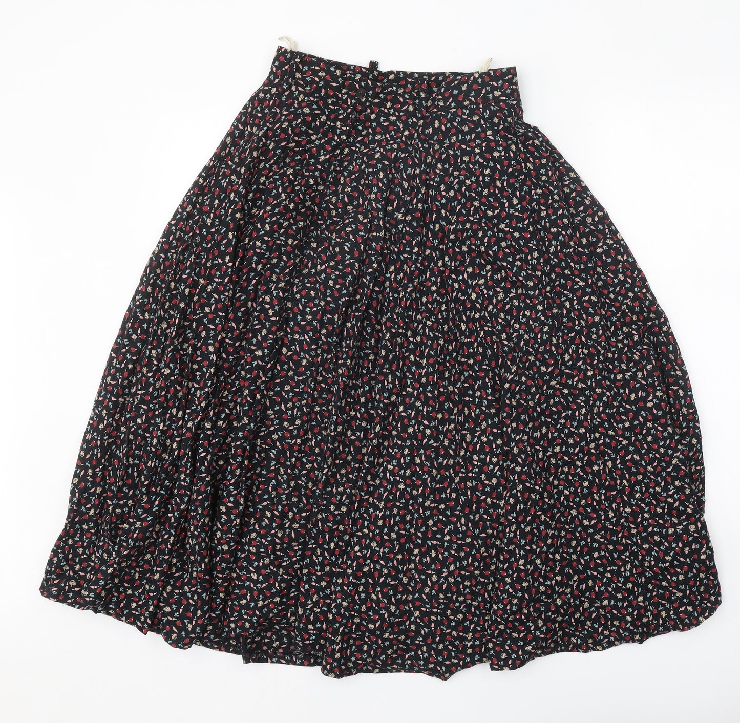 Cecile De Reve Womens Black Floral Cotton Peasant Skirt Size 10 Zip