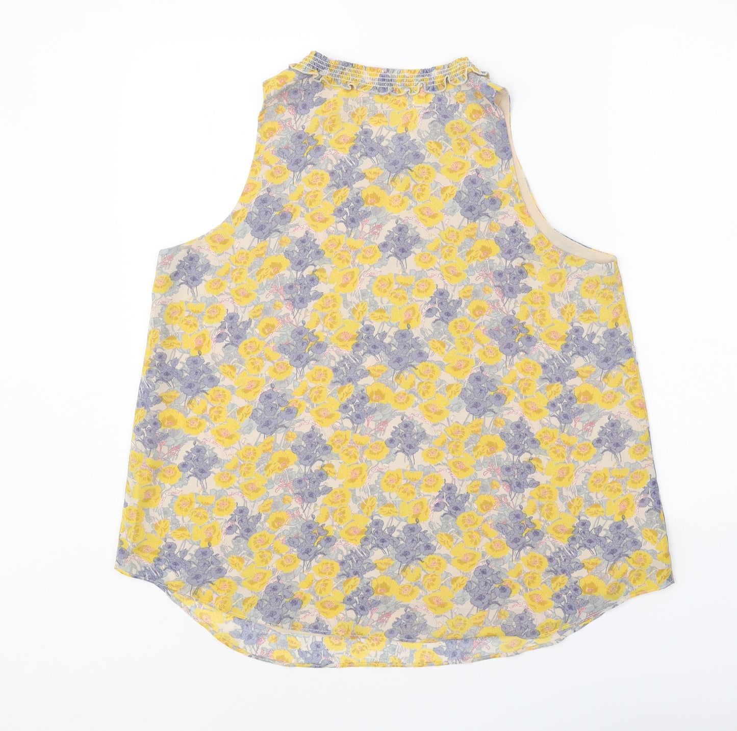 Rose + Olive Womens Yellow Geometric Polyester Basic Tank Size M V-Neck