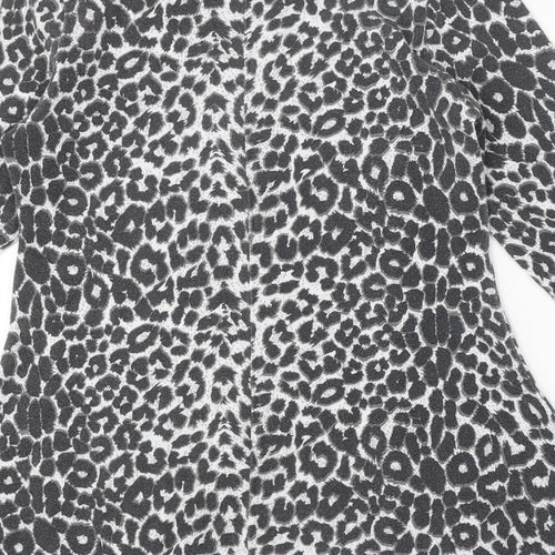 Pure Elegance Womens Grey Animal Print Polyester A-Line One Size Round Neck Pullover - Leopard Print