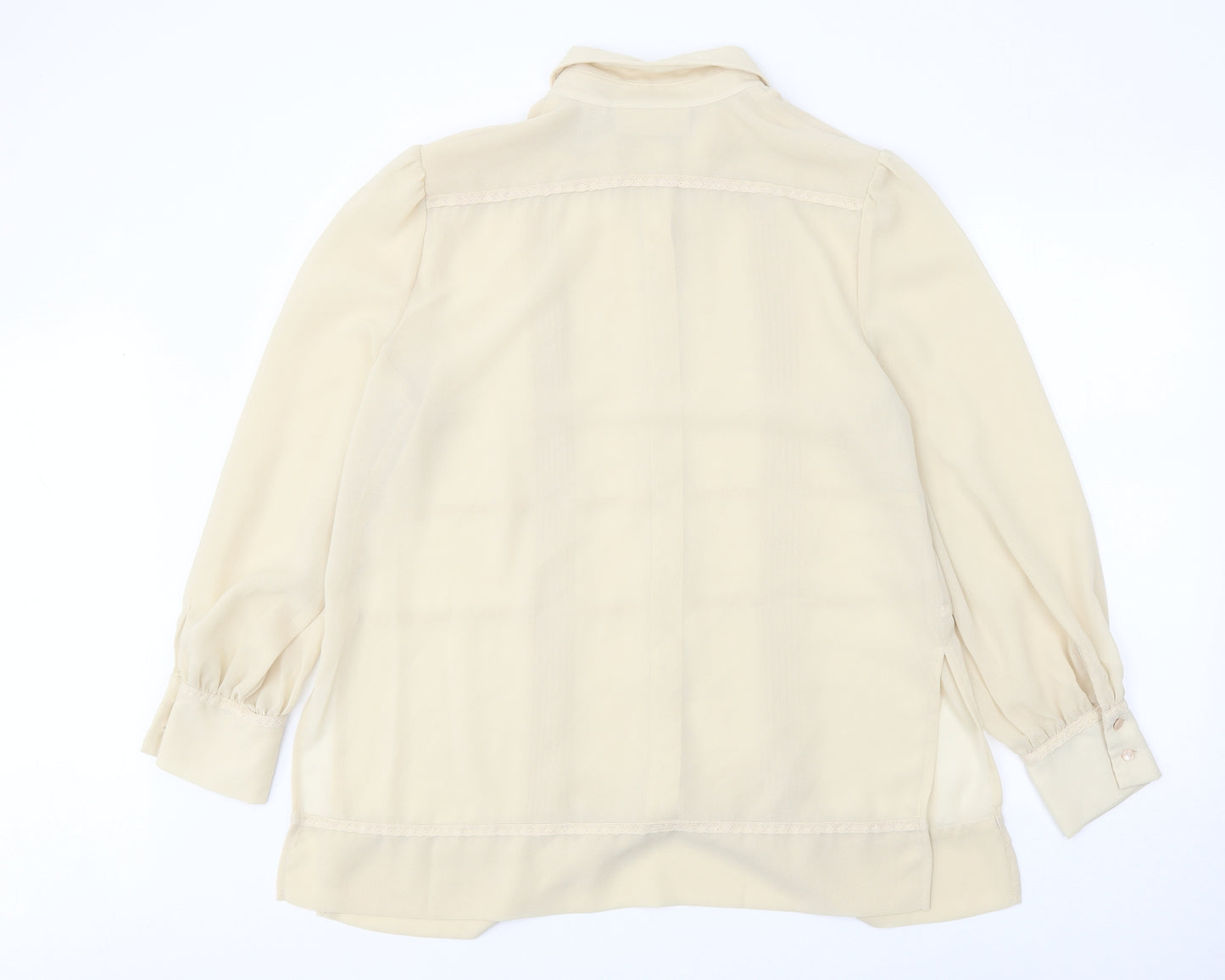 George Simonton Womens Beige Polyester Basic Button-Up Size L Collared