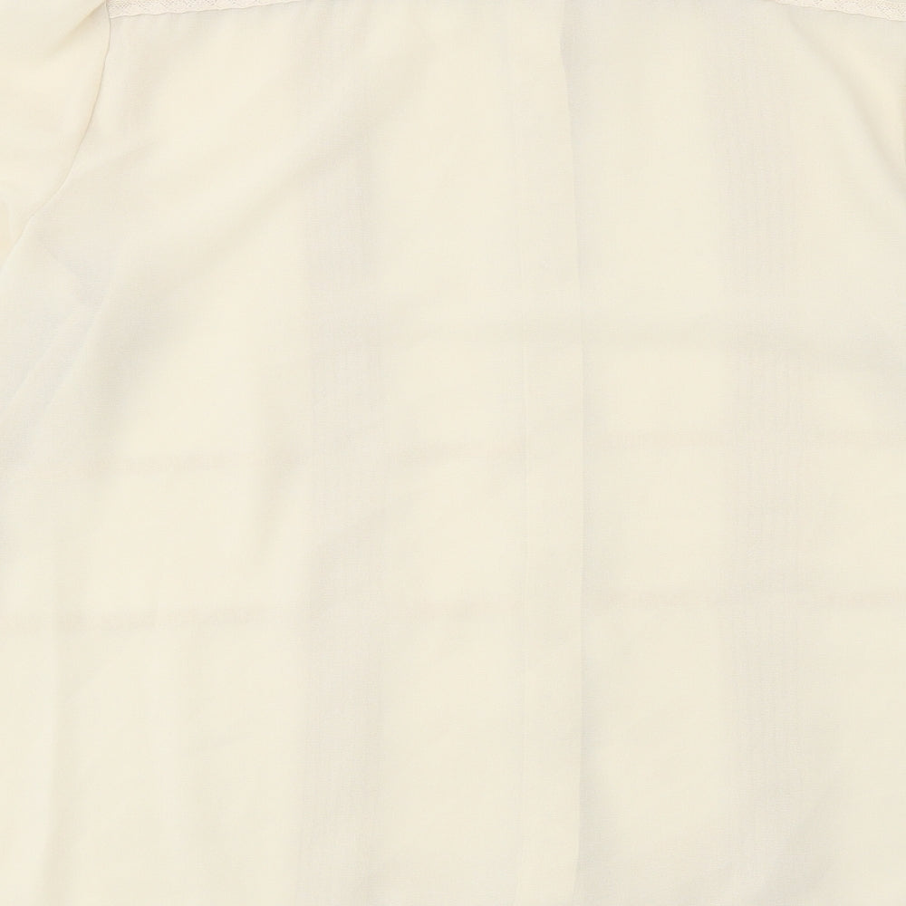 George Simonton Womens Beige Polyester Basic Button-Up Size L Collared