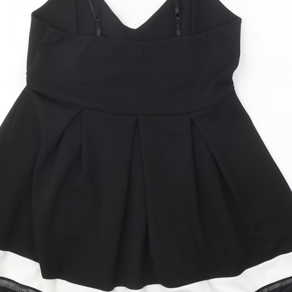 Cameo Rose Womens Black Colourblock Polyester Fit & Flare Size 16 V-Neck Pullover