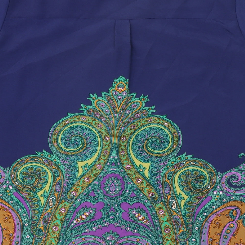 Isaac Mizrahi Womens Blue Paisley Polyester Basic Blouse Size 2XL V-Neck