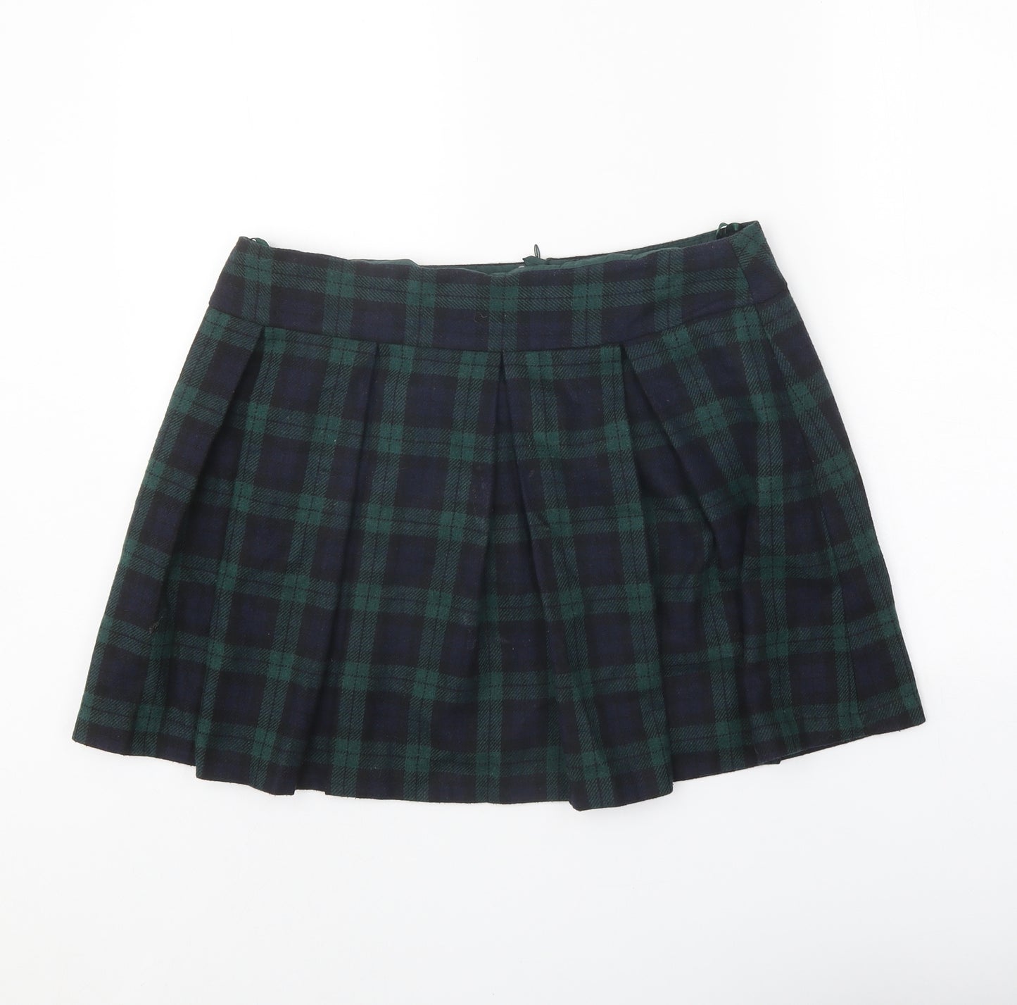 Papaya Womens Blue Plaid Polyester Pleated Skirt Size 14 Zip