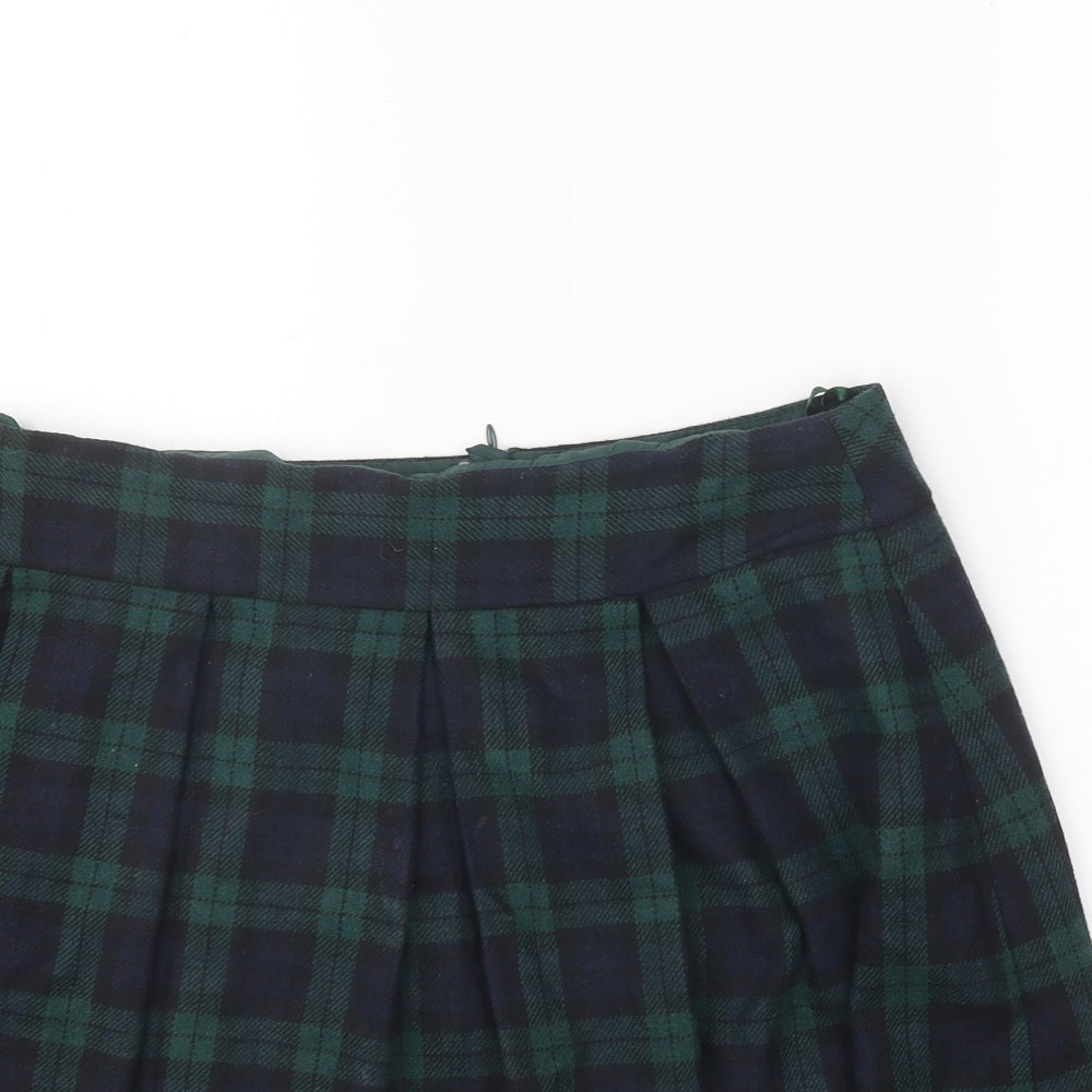 Papaya Womens Blue Plaid Polyester Pleated Skirt Size 14 Zip