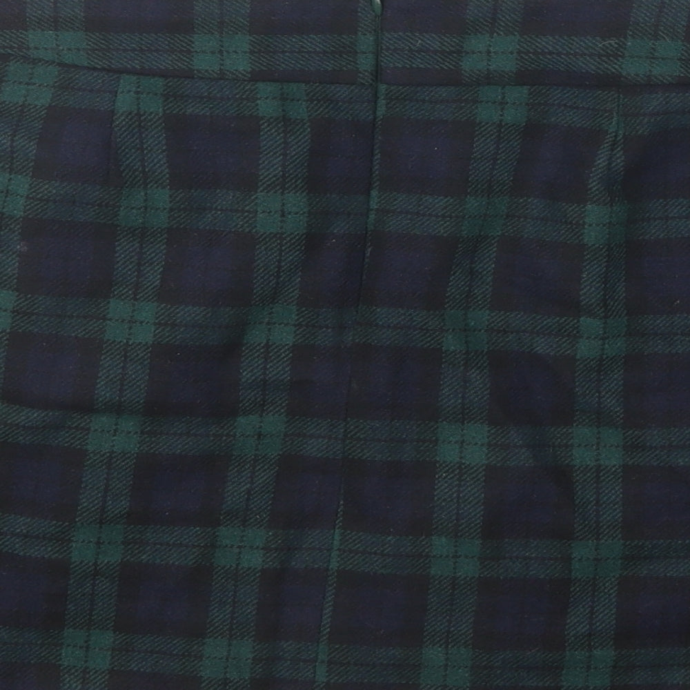 Papaya Womens Blue Plaid Polyester Pleated Skirt Size 14 Zip